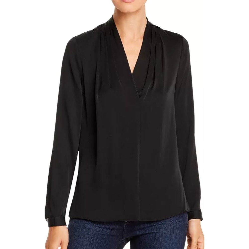 NWT Kobi Halperin Nellie Womens Long Sleeve Black Silk Top S